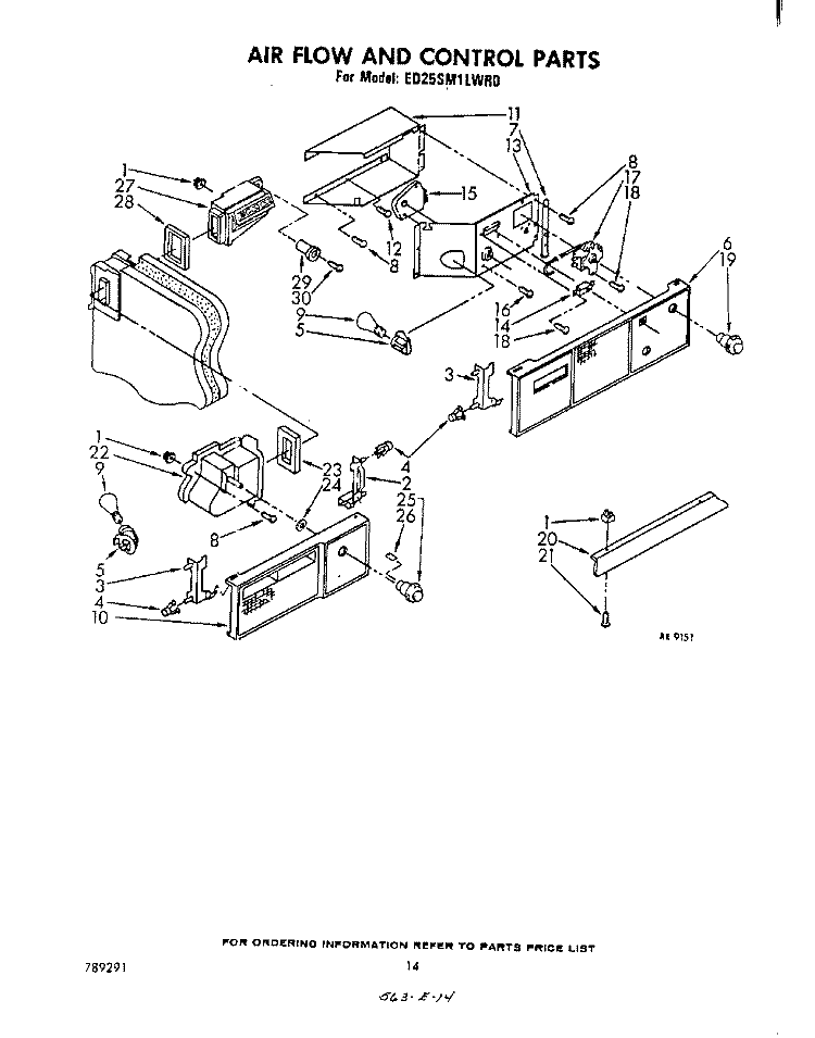 AIR FLOW AND CONTROL Diagram and Parts List for ED25SM1LWR0  Whirlpool Refrigerator