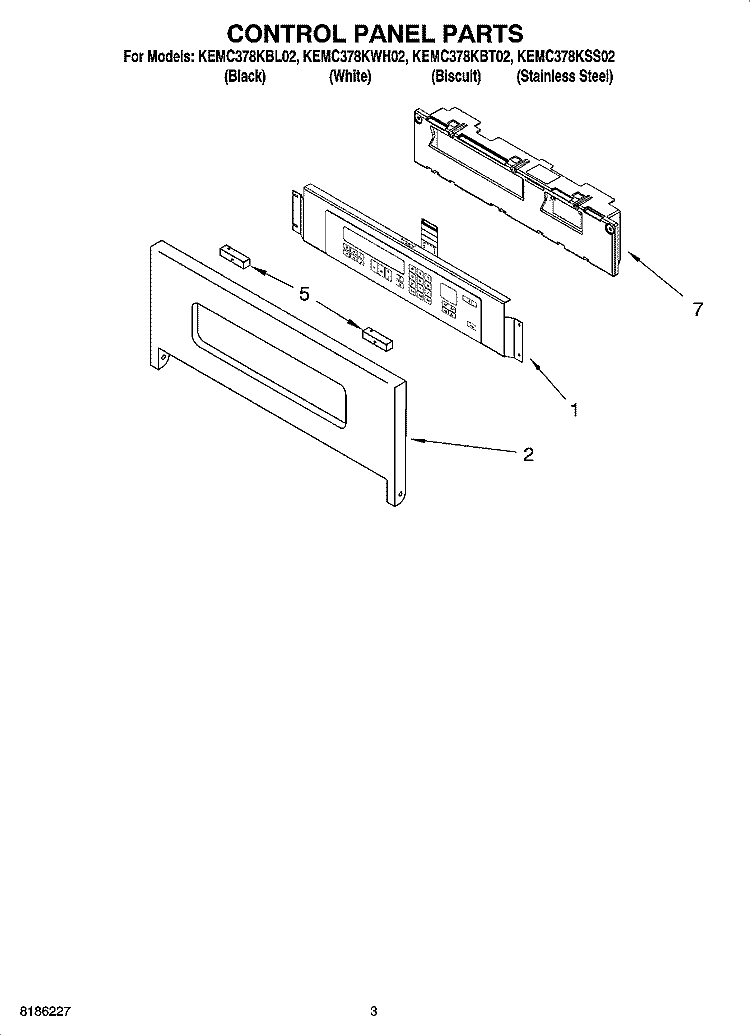CONTROL PANEL PARTS Diagram and Parts List for KEMC378KBT02  KitchenAid Microwave Oven Combo