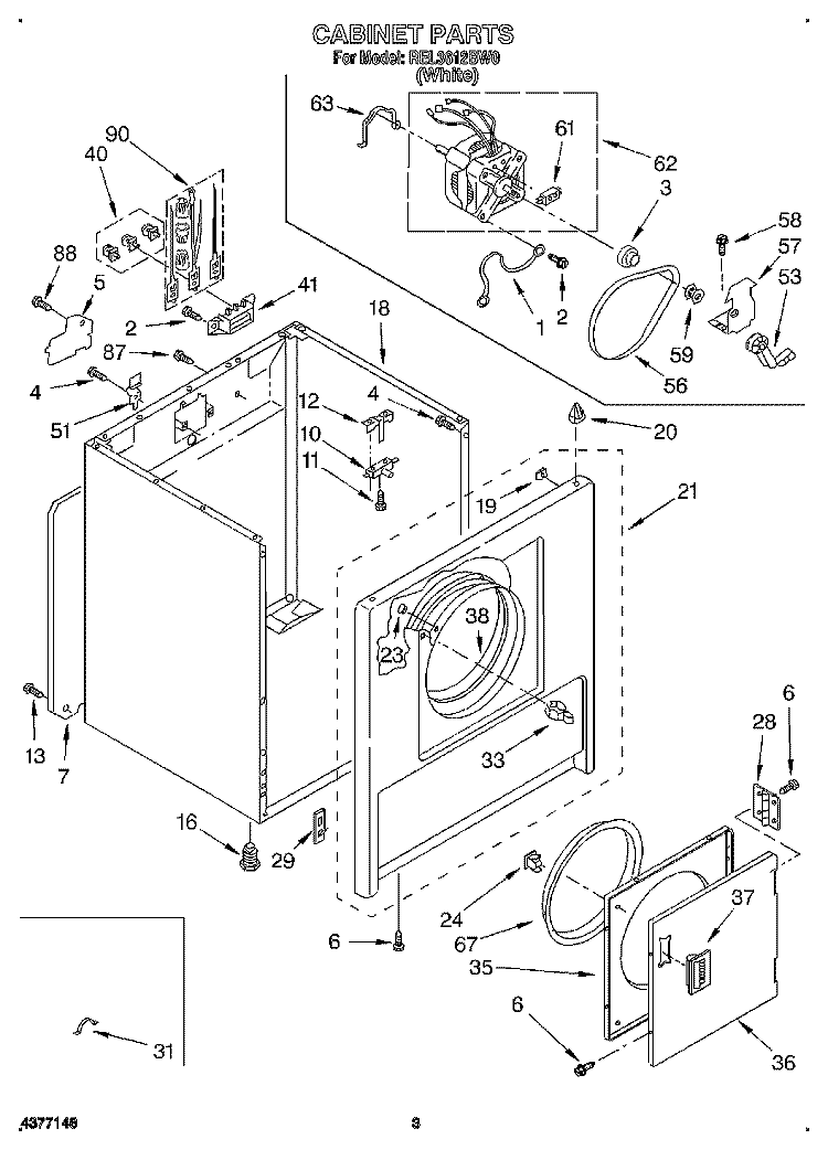 SECTION Diagram and Parts List for REL3612BW0  Roper Dryer