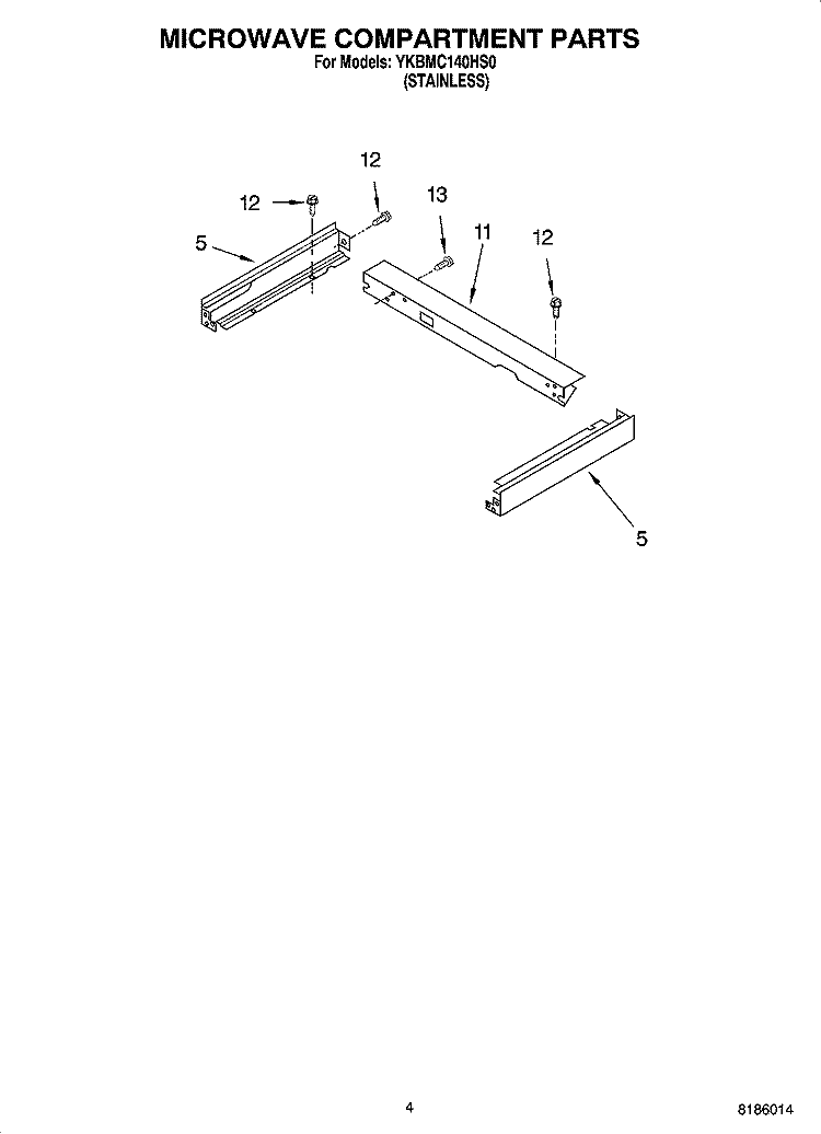 MICROWAVE COMPARTMENT PARTS Diagram and Parts List for YKBMC140HS0  KitchenAid Microwave Oven Combo