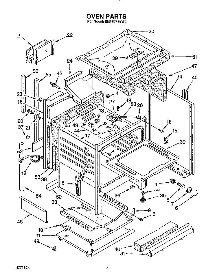OVEN Diagram and Parts List for SM980PEYN0  Whirlpool Microwave Oven Combo