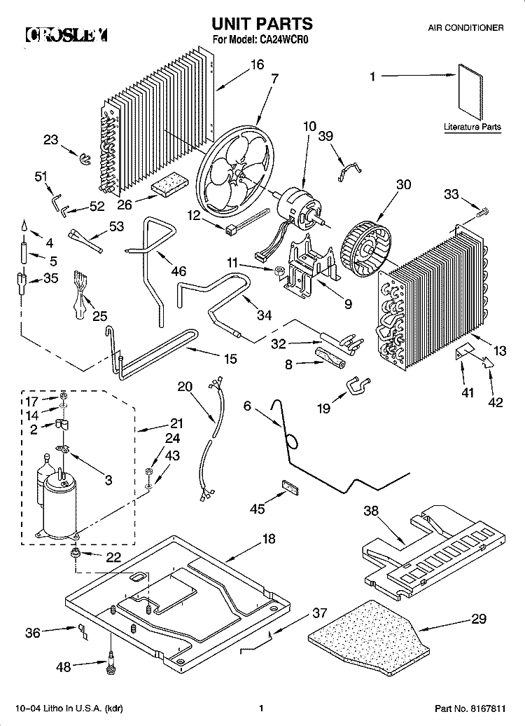 UNIT PARTS Diagram and Parts List for CA24WCR0  Crosley Air Conditioner