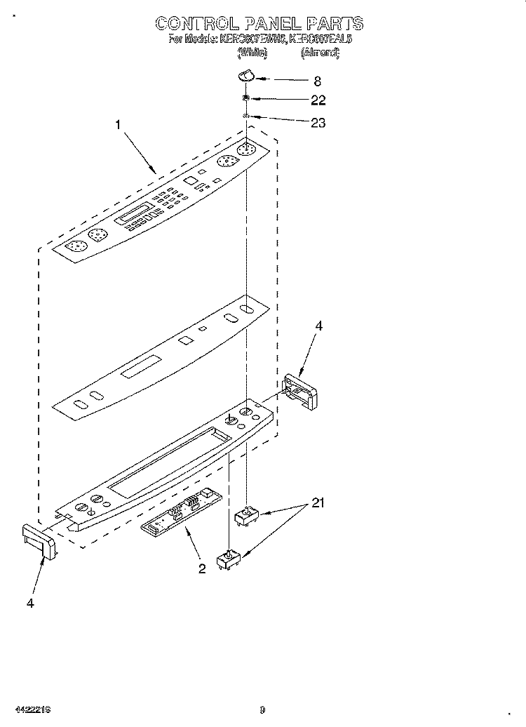 CONTROL PANEL, LIT/OPTIONAL Diagram and Parts List for KERC607EAL5  KitchenAid Range