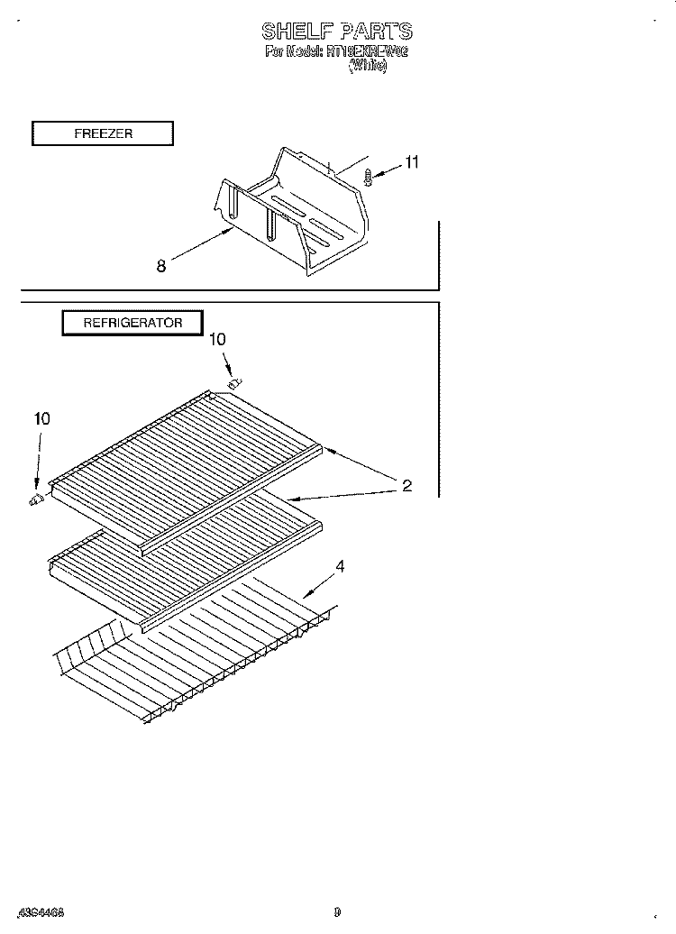 SHELF, LIT/OPTIONAL Diagram and Parts List for RT18EKREW02  Roper Refrigerator
