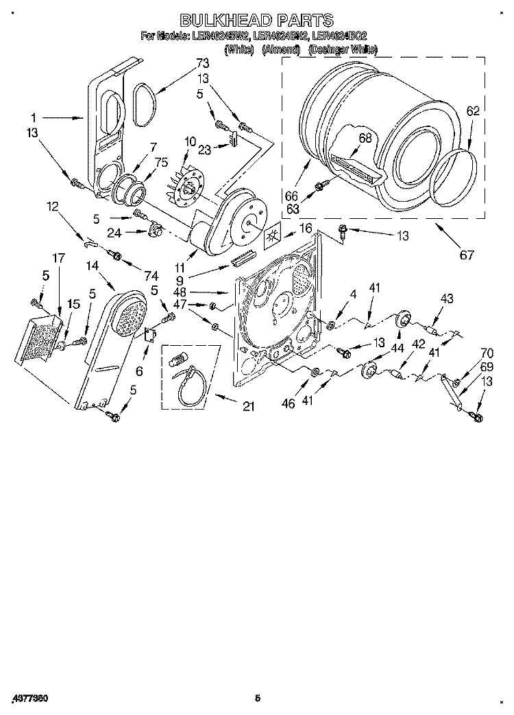 SECTION Diagram and Parts List for LER4624BW2  Whirlpool Dryer