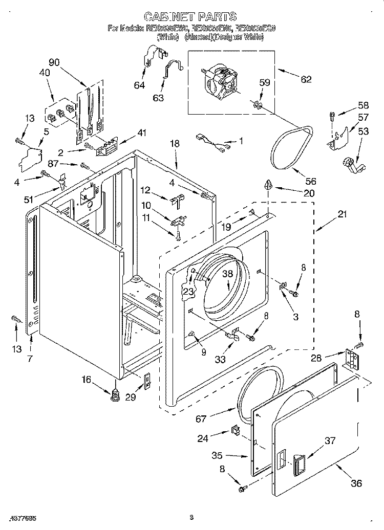 SECTION Diagram and Parts List for REX5635EN0  Roper Dryer