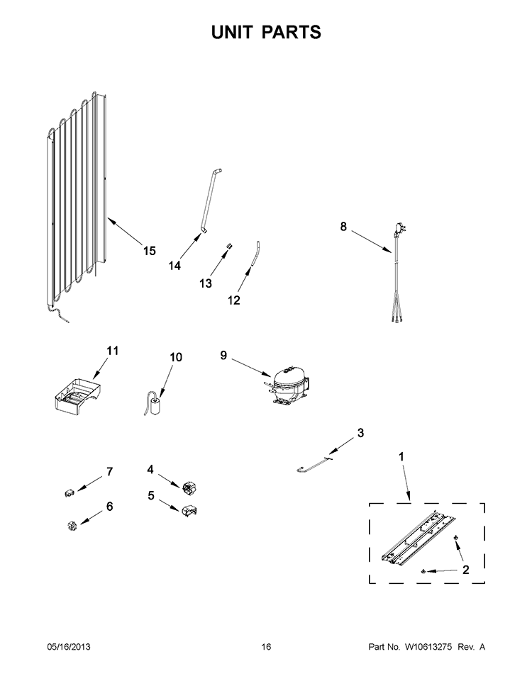 UNIT PARTS Diagram and Parts List for WRB551WNBS00  Whirlpool Refrigerator