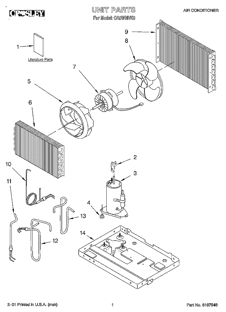 SECTION Diagram and Parts List for CA5WMVK0  Crosley Air Conditioner