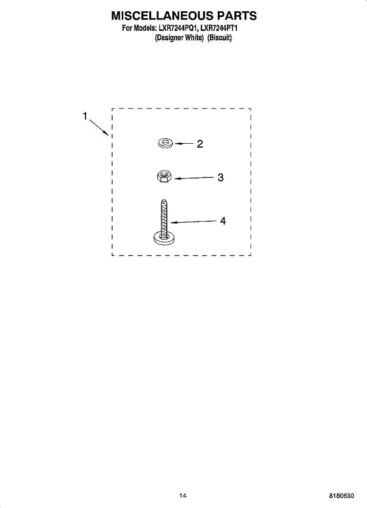 MISCELLANEOUS  PARTS, OPTIONAL PARTS Diagram and Parts List for LXR7244PQ1  Whirlpool Washer
