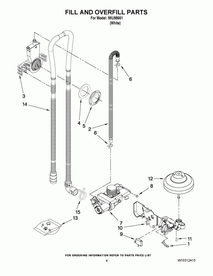 FILL AND OVERFILL PARTS Diagram and Parts List for IWU98661  Inglis Dishwasher
