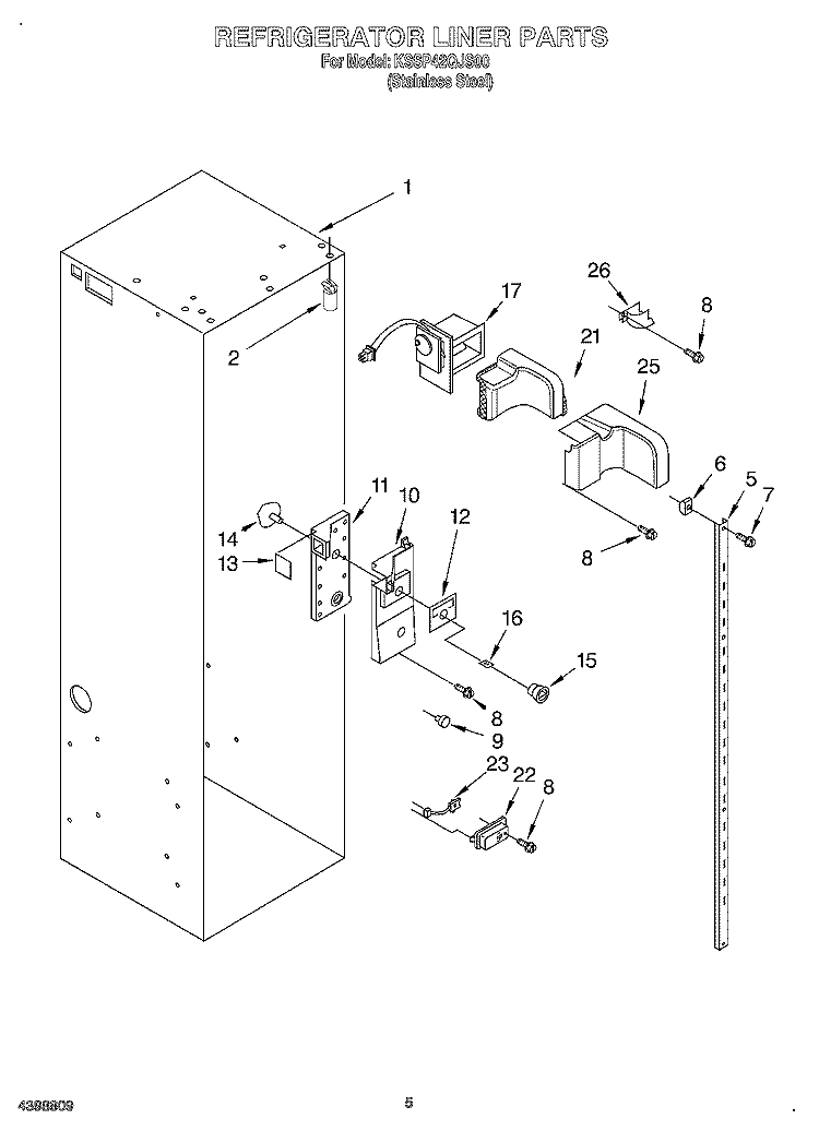 REFRIGERATOR LINER Diagram and Parts List for KSSP42QJS00  KitchenAid Refrigerator