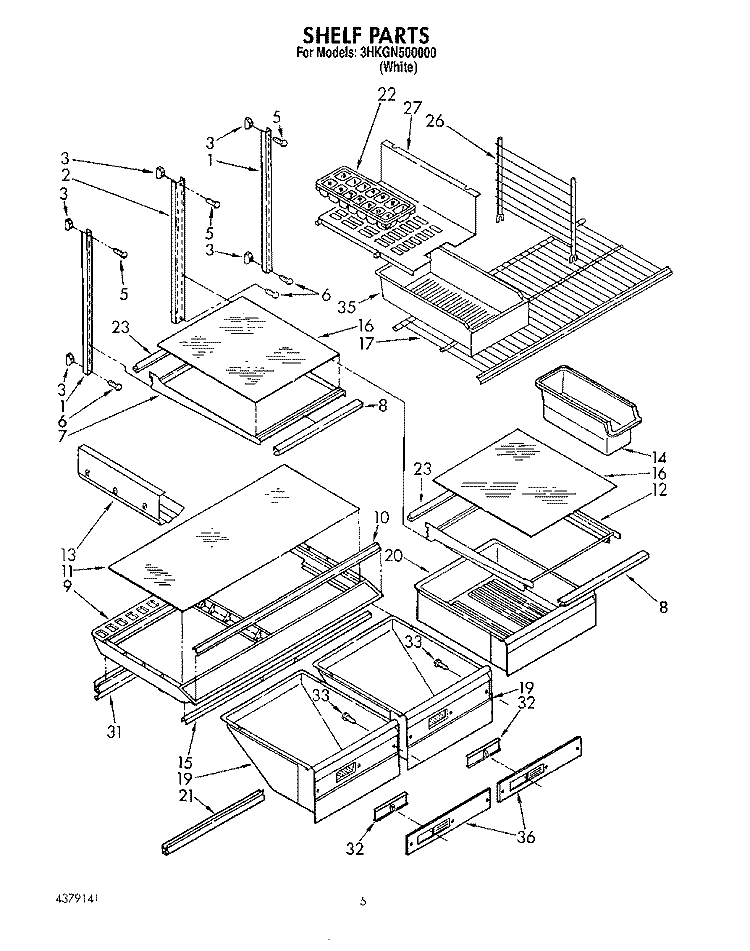 SHELF, LIT/OPTIONAL Diagram and Parts List for 3HKGN500000  Whirlpool Refrigerator