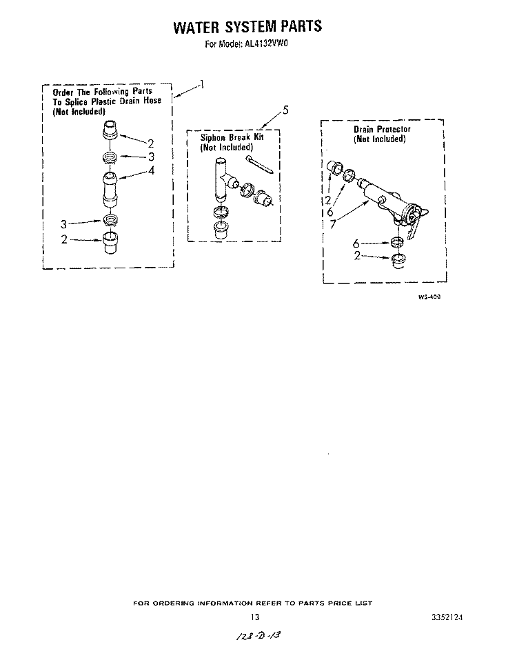 WATER SYSTEM Diagram and Parts List for AL4132VW0  Whirlpool Washer