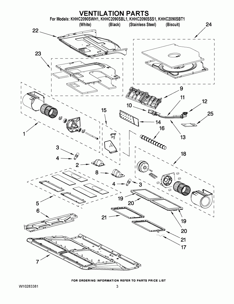 VENTILATION PARTS Diagram and Parts List for KHHC2090SBT1  KitchenAid Microwave