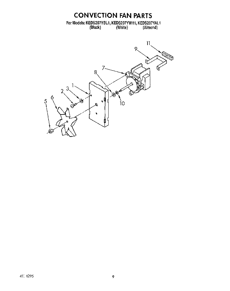 CONVECTION FAN Diagram and Parts List for KEDS207YAL1  KitchenAid Range