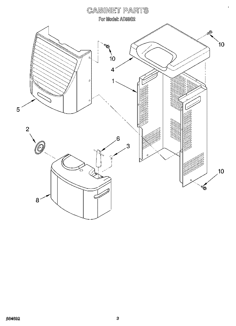 SECTION Diagram and Parts List for AD50G2  Whirlpool Dehumidifier