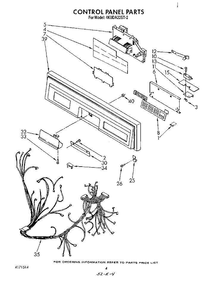 CONTROL PANEL , LITERATURE AND OPTIONAL Diagram and Parts List for 4KUDA22ST2  KitchenAid Dishwasher