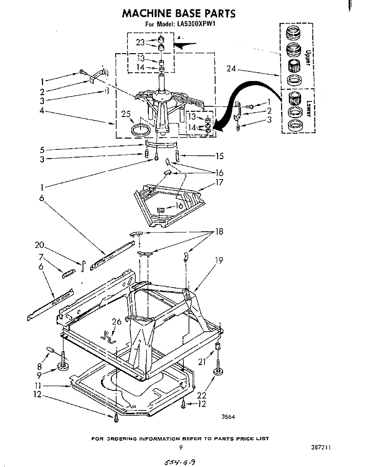 MACHINE BASE Diagram and Parts List for LA5300XPW1  Whirlpool Washer
