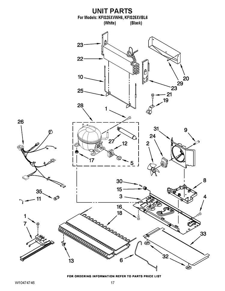 UNIT PARTS Diagram and Parts List for KFIS25XVWH6  KitchenAid Refrigerator
