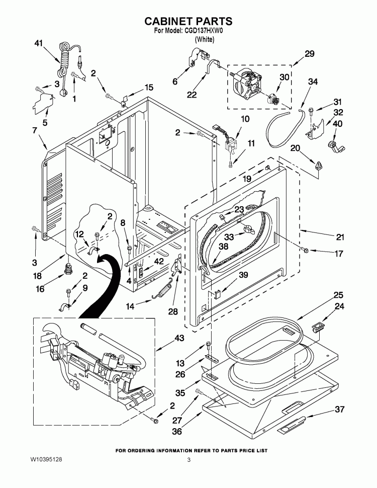 CABINET PARTS Diagram and Parts List for CGD137HXW0  Whirlpool Dryer