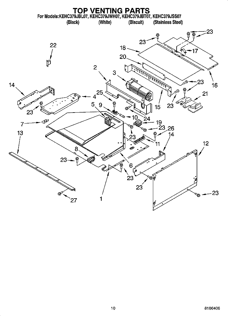 TOP VENTING PARTS Diagram and Parts List for KEHC379JSS07  KitchenAid Microwave Oven Combo