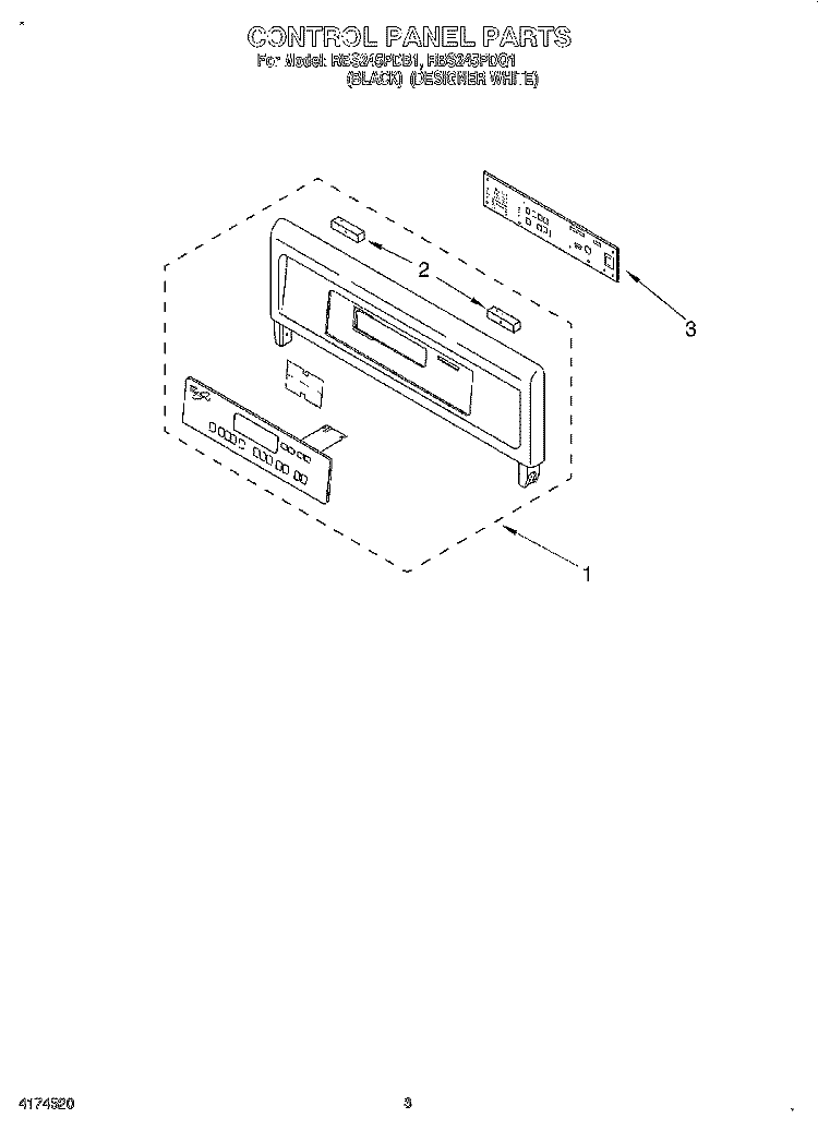 CONTROL PANEL, LITERATURE Diagram and Parts List for RBS245PDB1  Whirlpool Wall Oven