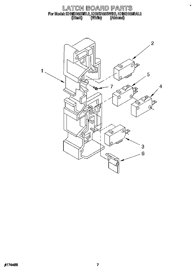 LATCH BOARD Diagram and Parts List for KHMS105BBL2  KitchenAid Microwave