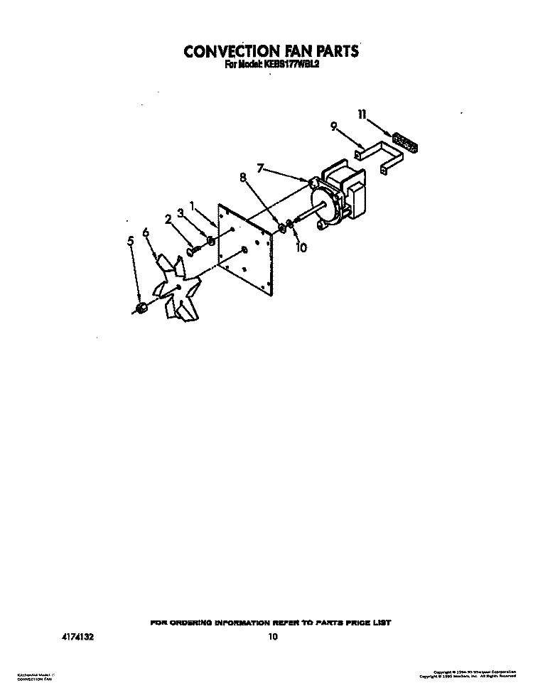 CONVECTION FAN Diagram and Parts List for KEBS177WAL2  KitchenAid Wall Oven