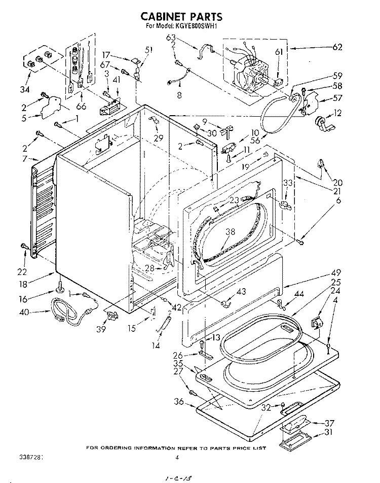 CABINET Diagram and Parts List for KGYE800SWH1  KitchenAid Dryer