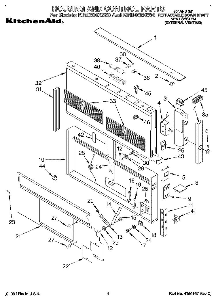 SECTION Diagram and Parts List for KIRD802XSS0  KitchenAid Range Hood