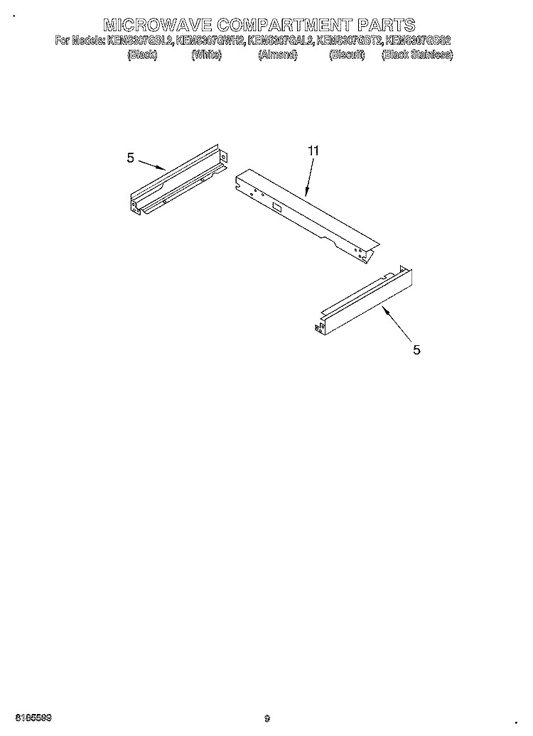 MICROWAVE COMPARTMENT Diagram and Parts List for KEMS307GBS2  KitchenAid Microwave Oven Combo