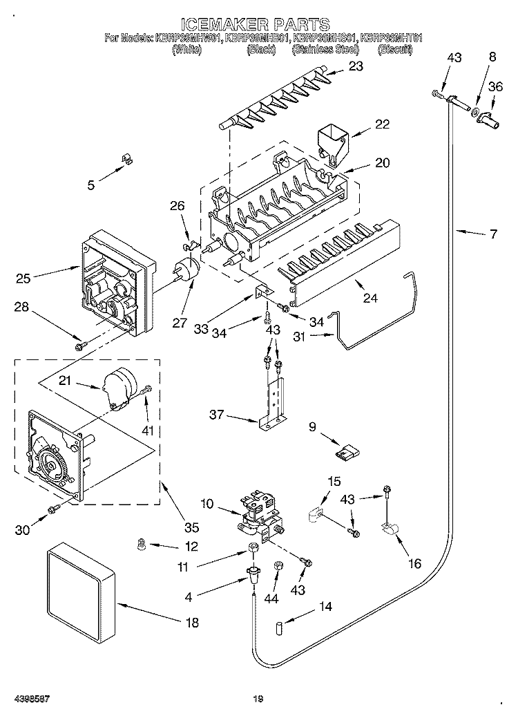 ICEMAKER Diagram and Parts List for KBRP36MHB01  KitchenAid Refrigerator