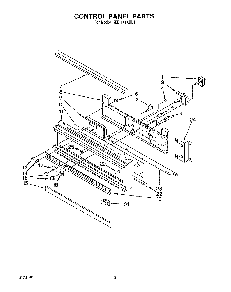 CONTROL PANEL, LIT/OPTIONAL Diagram and Parts List for KEBI141XBL1  KitchenAid Wall Oven