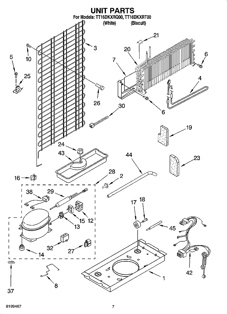 UNIT PARTS Diagram and Parts List for TT16DKXRT00  Estate Refrigerator