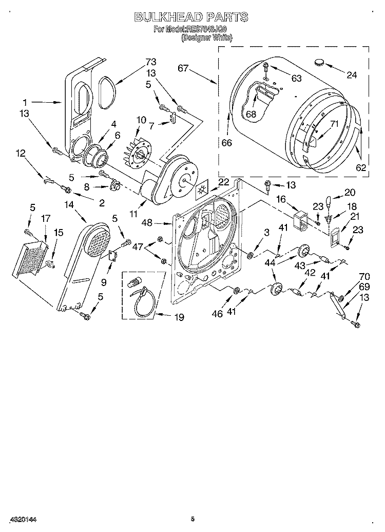 SECTION Diagram and Parts List for RES7648JQ0  Roper Dryer