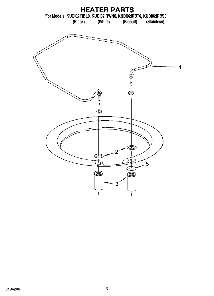 HEATER PARTS Diagram and Parts List for KUDI02IRBT0  KitchenAid Dishwasher