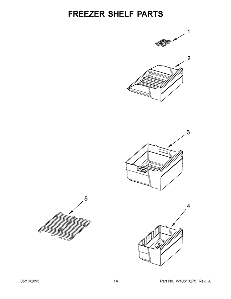 FREEZER SHELF PARTS Diagram and Parts List for WRB551WNBS00  Whirlpool Refrigerator