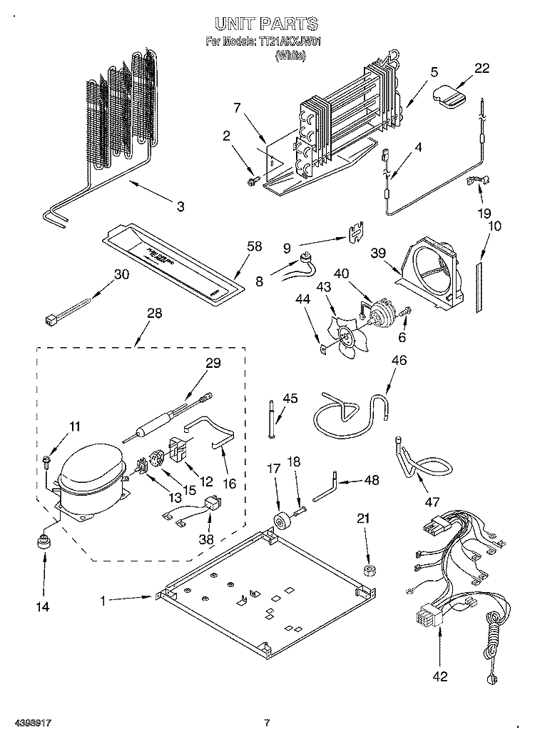 UNIT Diagram and Parts List for TT21AKXJW01  Estate Refrigerator