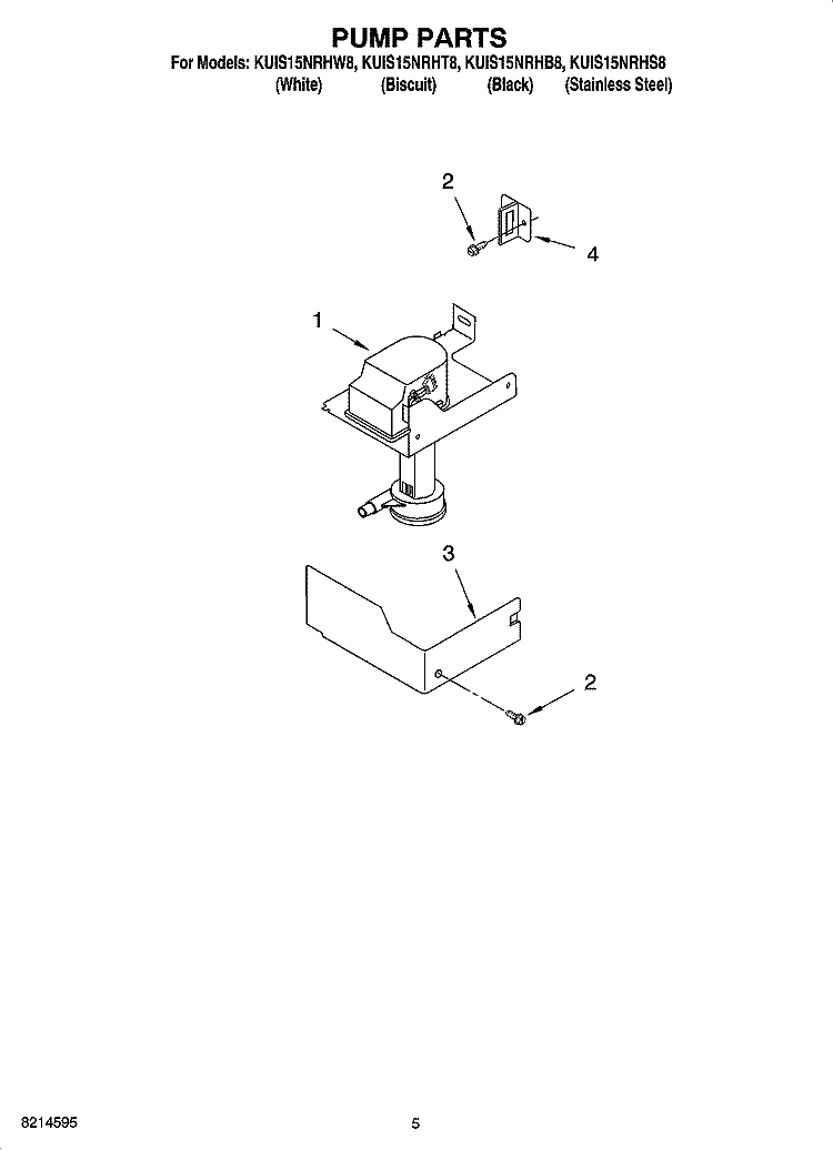 PUMP PARTS Diagram and Parts List for KUIS15NRHB8  KitchenAid Ice Maker