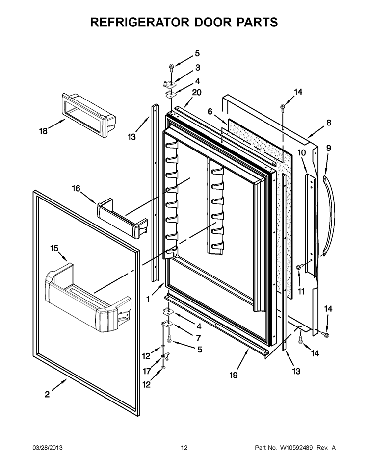 REFRIGERATOR DOOR PARTS Diagram and Parts List for KBRC36FTS07  KitchenAid Refrigerator