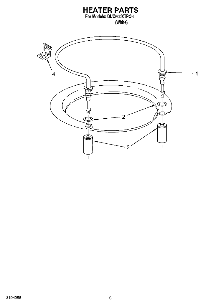 HEATER PARTS Diagram and Parts List for DUC600XTPQ6  Whirlpool Dishwasher