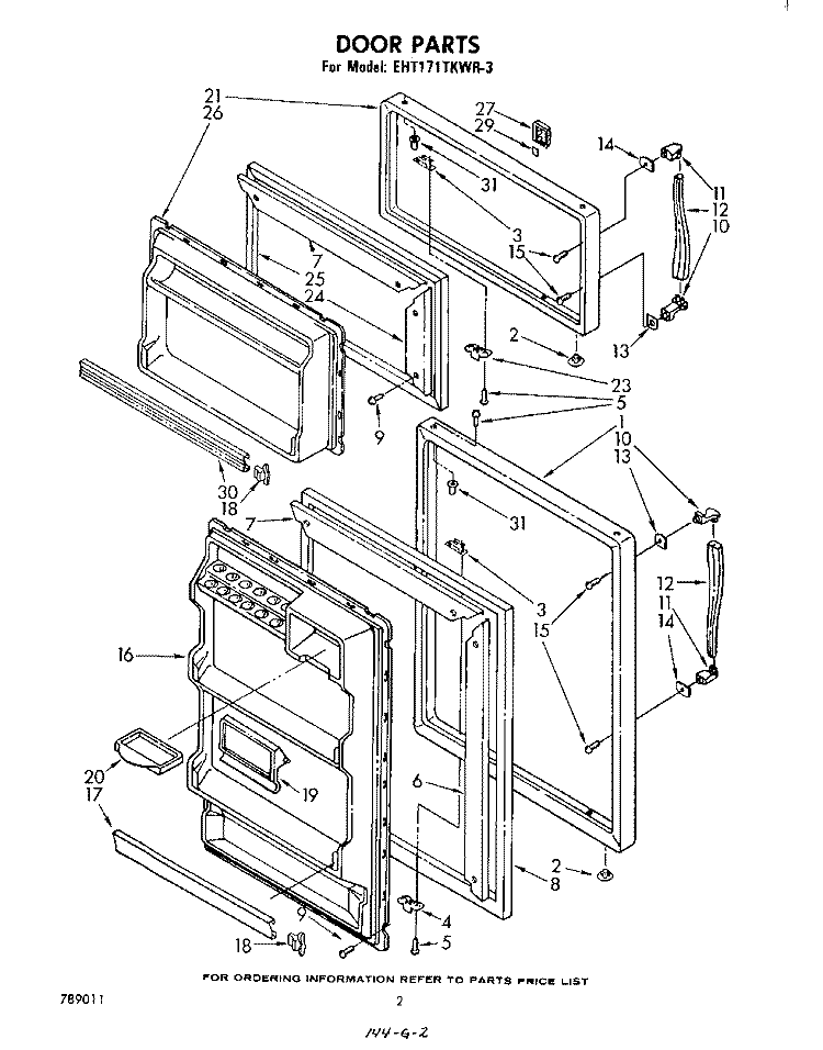 DOOR , LIT/OPTIONAL Diagram and Parts List for EHT171TKWR3  Whirlpool Refrigerator