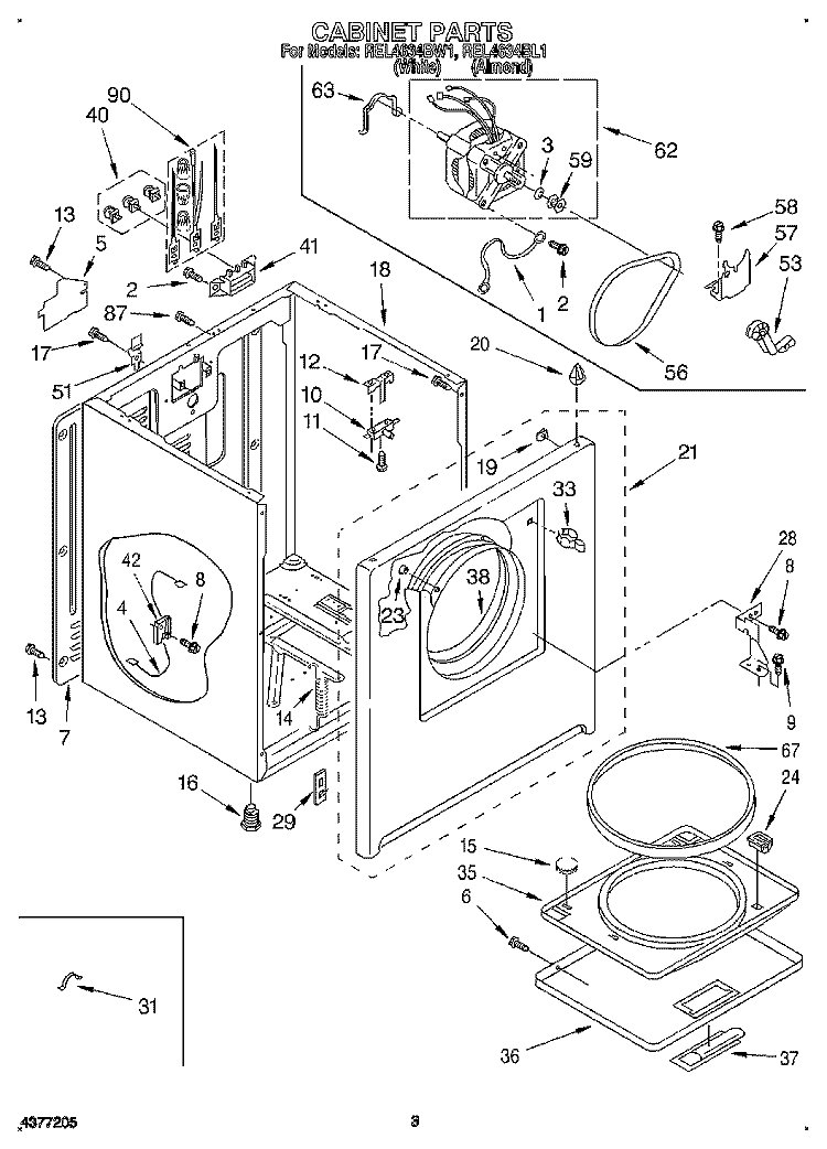 SECTION Diagram and Parts List for REL4634BL1  Roper Dryer