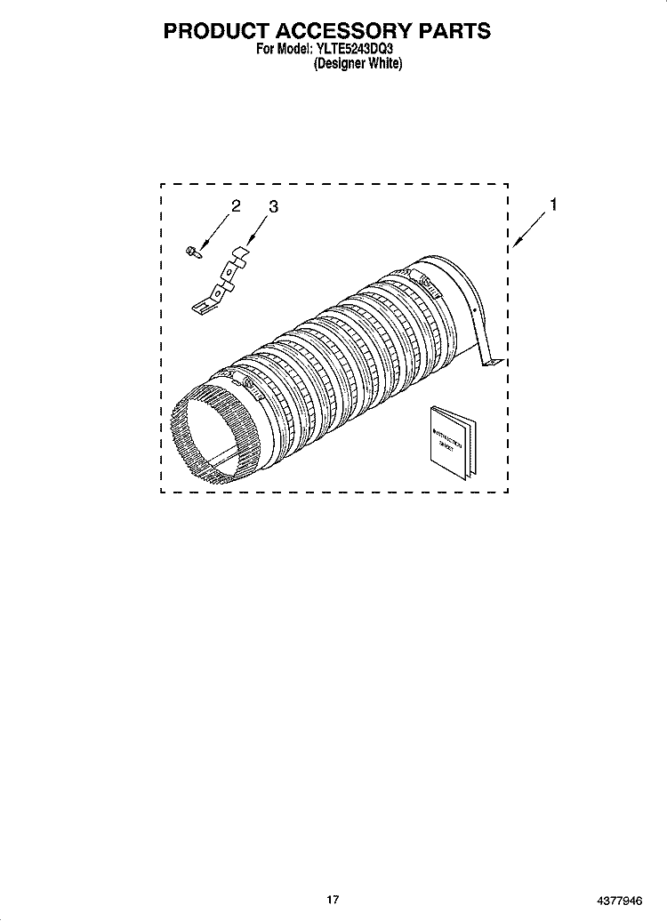 PRODUCT ACCESSORY PARTS Diagram and Parts List for YLTE5243DQ3  Whirlpool Washer Dryer Combo