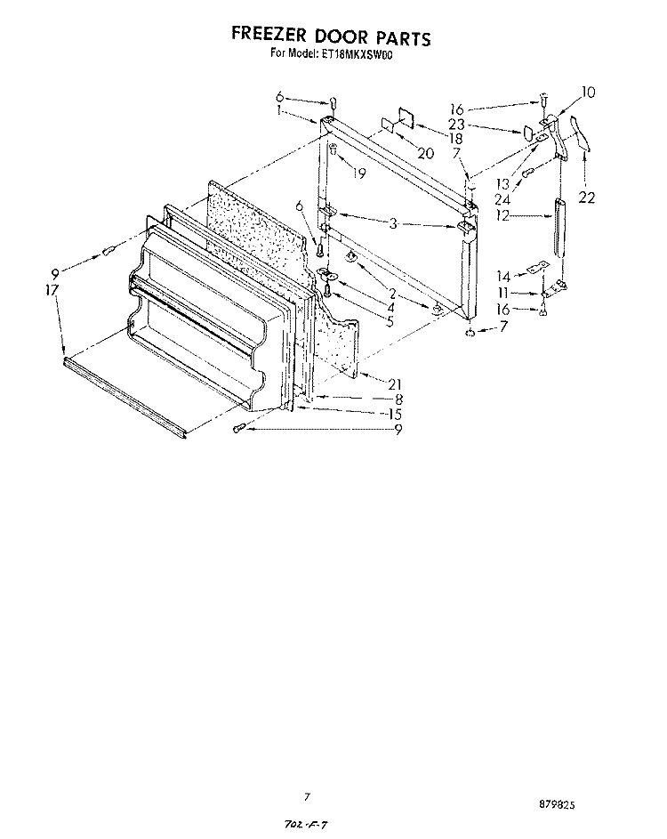 FREEZER DOOR Diagram and Parts List for ET18MKXSW00  Whirlpool Refrigerator