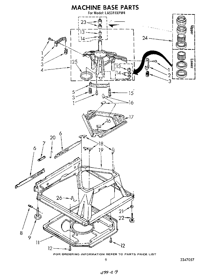 MACHINE BASE Diagram and Parts List for LA5311XPW4  Whirlpool Washer