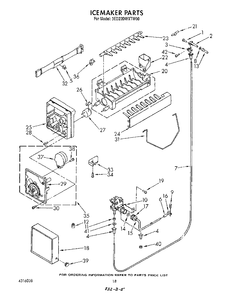 ICE MAKER , NOT ILLUSTRATED Diagram and Parts List for 3ED22DWXTN00  Whirlpool Refrigerator
