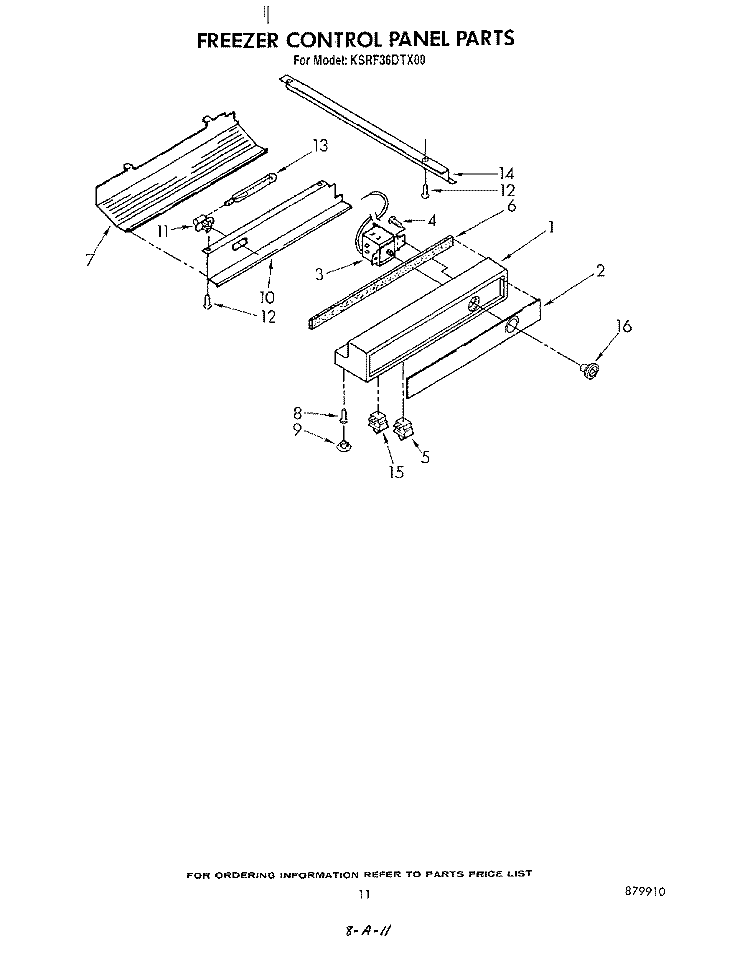 FREEZER CONTROL PANEL Diagram and Parts List for KSRF36DTX00  KitchenAid Refrigerator
