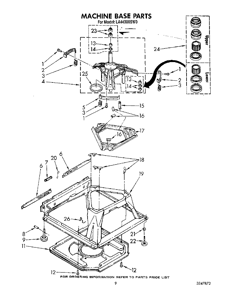 MACHINE BASE Diagram and Parts List for LA4400XSW0  Whirlpool Washer