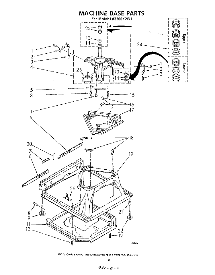 MACHINE BASE Diagram and Parts List for LA5500XPW1  Whirlpool Washer